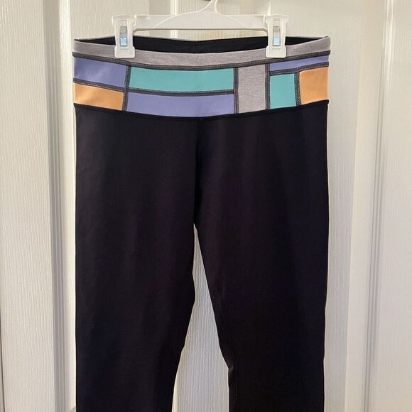 Lululemon Wunder Under Reversible Black Quilt Spring Leggings Full Length Size 8 - Picture 2 of 16